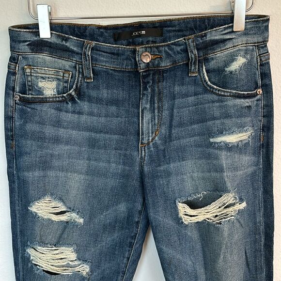 Joes Boyfriend Slim Crop Jeans Denim Blue Distressed Destroyed Size 27 - Picture 3 of 10